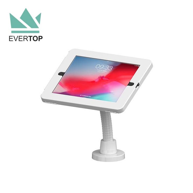 LST04-H 10" 11" Gooseneck Flex Tube Secure Tablet Desk Stand Tablet Kiosk for iPad Kiosk Display Stands for iPad Secure Stand