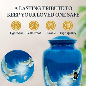 Urna de aluminio hecha a mano pegion diseño grabado urnas de cremación | Revestimiento Meena | Diseño a prueba de fugas (recuerdo y opciones grandes) - Product Image 3