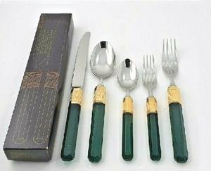 Cuillère de mariage en acier inoxydable de couleur verte et dorée de l'Inde Idéal pour l'utilisation au restaurant Ustensiles de salle à manger de qualité supérieure Articles de vaisselle - Product Image 2