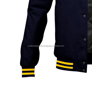 Veste universitaire décontractée à col montant personnalisée avec boutons pression manches en cuir tissu de laine et Decoration-MCACVJ-73 de broderie - Product Image 6