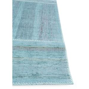 Tapis en laine noué à la main bleu Provenance, grand format, design patchwork Pae-3544, pour usage domestique, salon, couloir et chambre d'adolescents - Product Image 4