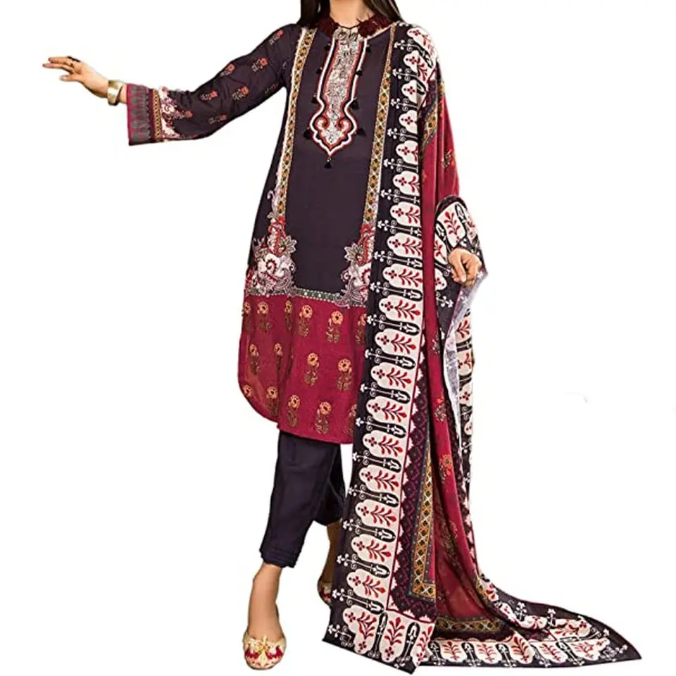 멋진 컬렉션 파키스탄 여성 드레스 웨딩웨어 수 놓은 3 조각 멋진 정장 프리미엄 포장
