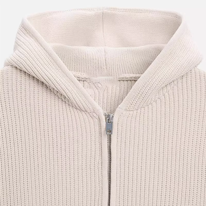 Sweat-shirt à capuche en tricot pour homme, avec fermeture éclair, design simple, couleur unie, manches longues, épaules tombantes, logo personnalisé OEM - Product Image 6