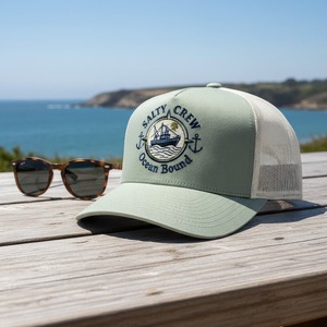 Gorra Trucker Personalizada con Parche de Ancla Ocean Drifters, Venta al por Mayor, Gorra Snapback de Malla Verde Salvia para Deportes al Aire Libre, Est. 2024 - Product Image 2
