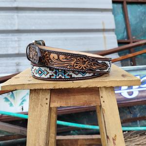 Nueva llegada occidental aleación con cuentas vaquero vaquera cinturón herramientas manuales cinturón para el cabello tamaño personalizado internacional Rodeo hebilla hombres mujeres - Product Image 3