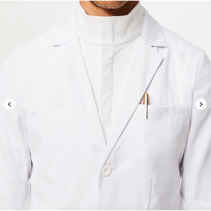 Hombre de moda Scrub Nurse Medical Doctor White Lab Coats en Hospital Color sólido Lab Coat Men's - Product Image 6