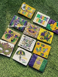 Venta al por mayor de bolsillo para dinero de Mardi Gras para niña y mujer, carteras para mujer, tarjetero, monederos, bolsos de mano con corazón, mini monedero con cuentas - Product Image 4