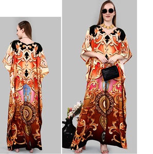 Caftan de créateur indien pakistanais dernier cri à la mode pour femmes exclusif exportation longueur au sol polyester crêpe impression numérique pierre travail - Product Image 1