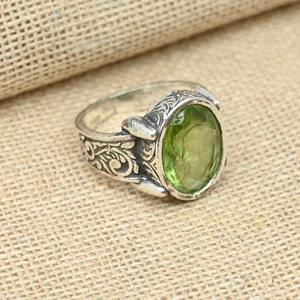 Bijoux pour femmes Bague en argent style bohème Bijoux en argent sterling 925 Péridot Gemstone Tendance Bague faite main Cadeau pour l'amour - Product Image 2