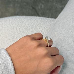 4.50 Carat Round Cut F VVS1 VVS2 Lab Grown Diamond Engagement Ring Pave Prongs Setting & Side <b>Stones</b> 18K Yellow Gold - Product Image 4