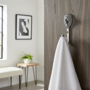 Porte-manteau mural moderne en forme de loup, finition argent poli, décoration animale pour entrée de maison et chambre à coucher - Product Image 5