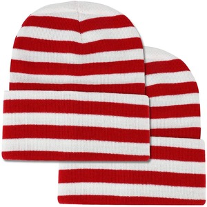 Gorro de Invierno para Mujer, Grueso, Cálido, a Rayas, Impermeable, de Algodón, Jacquard, Tejido - Product Image 1