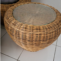 Ensemble de meubles en rotin naturel fabriqué à la main fauteuil rond et table basse pour la vie à la maison pour villa ou parc Style design asiatique