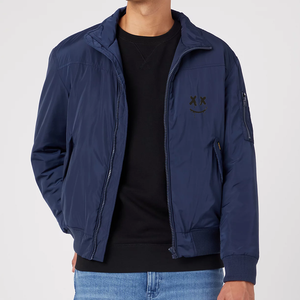 Chaqueta Bomber Azul para Hombre, Cuello Alto, Estilo Hip Hop, Transpirable e Impermeable, Precio de Mayoreo, Directo de Fábrica - Product Image 5