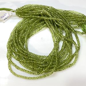 Peridot Faceted Rondelle Shape Beads Cuentas de piedras preciosas verdes naturales para la fabricación de joyas - Product Image 3