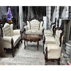 ชุดโซฟาแกะสลักด้วยมือแบบหรูหราดีไซน์ยุโรปชุดโซฟาขัดเงาขาวน้ำตาลสำหรับห้องนั่งเล่นแบบหรูหราเฟอร์นิเจอร์โซฟา - Product Image 1