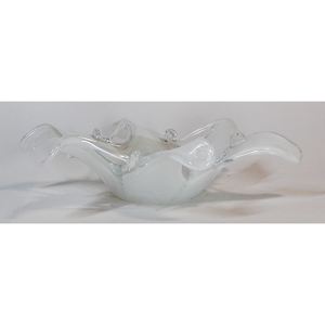 Vase italien en verre de Murano de haute qualité, circulaire, pour décorer la maison et toute pièce, diamètre de 35 cm, couleur blanche - Product Image 2