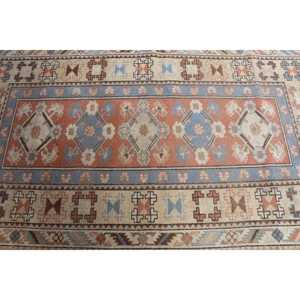 พรมวินเทจสไตล์ตุรกี ขนาด 3.8x6.4 ฟุต (116x194 ซม.) ลายดอกไม้สีน้ำเงิน - Product Image 4