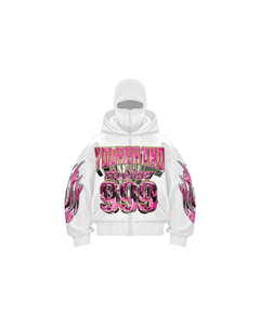 Fabricant Logo personnalisé recadrée 400gsm français éponge survêtement pantalon de survêtement évasé fermeture éclair Dtf impression sweats à capuche hommes ensemble basique coton - Product Image 5