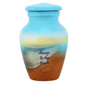 Always In Our Hearts Mini Urne de plage personnalisée gravée Garantie à vie Option de charme d'amour - Product Image 1