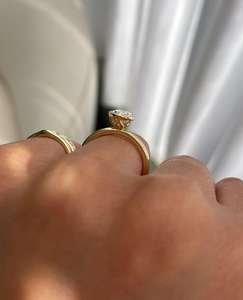 Igi/gia แล็บปลูกวินเทจ14K สีขาวทองแต่งงาน/หมั้นแหวน unisex เพชรของขวัญครบรอบปาร์ตี้กับลูกแพร์ตัดเพชร - Product Image 3