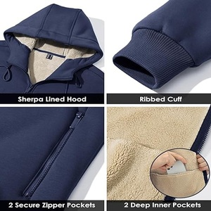 Veste à capuche en lin doublée de haute qualité, coupe classique, poids lourd, manches longues, chaude pour hommes - Product Image 5