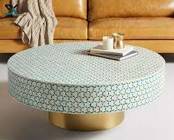 Table basse ronde en incrustation d'os de Style marocain Base en métal Tables centrales de haute qualité Meubles de salon Table d'appoint de zone de loisirs - Product Image 6