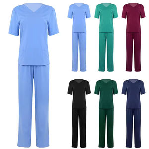 Nueva gran oferta, Tops, Pantalones rectos, Clínica de mascotas, uniformes de enfermería, conjuntos de uniformes Unisex, uniforme transpirable de algodón elástico para Hospital - Product Image 5