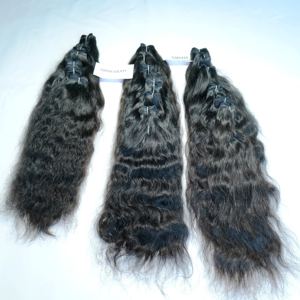 ช่อผมมนุษย์แบบลอนสำหรับต่อทำจากผมธรรมชาติสีดำวิกผมอินเดีย - Product Image 2