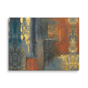 Toile enveloppée Emberfall XL avec cadre bleu et rose, design abstrait Art Déco, art mural pour salon, Ramadan - Product Image 2