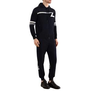 Tenue de sport bleue personnalisée pour hommes, ensemble d'hiver en coton et polyamide, caractéristique respirante pour adultes - Product Image 5