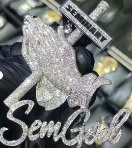 Colgante de plata de lujo 925, diseño de Hip Hop personalizado con diamante de moissanita y fianza de bolsa de dinero helado para joyería de fiesta - Product Image 2