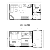 Cabaña de Madera Prefabricada Rústica Impermeable y Ecológica Wise Olimpos, Villa Duradera Tratada a Presión, Edificio para Jardín u Oficina