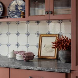 Mosaïque de carreaux de marbre en céramique émaillée bleue Garden <span class=keywords><strong>Blanc</strong></span>, découpée à la machine, motif artistique pour la décoration de crédence de cuisine - Product Image 4