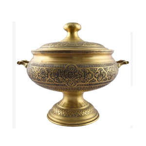 Ollas Khajoor Vintage de Latón de Alta Calidad con Grabado y Acabado Pulido para el Hogar y Restaurantes, Utensilios de Cocina, Olla para Dátiles Árabes - Product Image 3