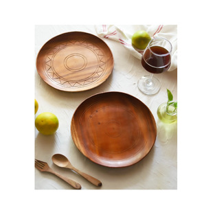 Assiettes de chargeur en bois Assiettes de chargeur en bois naturel Plateaux de nourriture classiques légers pour la conception de Dessert de salade de collation de plat - Product Image 4