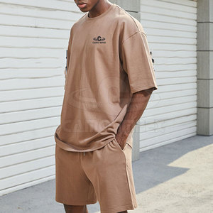 Best Selling <b>Men</b> Adult Summer <b>Short</b> Sets with <b>Long</b> Sleeves Custom Design & Fashionable Solid Pattern Breathable Polyester/Cotton - Product Image 4