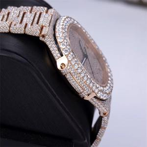 Montre mécanique automatique de luxe Hip Hop ETA VVS Moissanite entièrement sertie de diamants, boîtier argenté, cadran en verre, bracelet fait main - Product Image 2