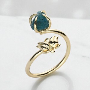 Lotus Rough Apatite Gemstone <b>Ring</b> - Prong Set Gemstone Wholesale <b>Ring</b> - 925 Silver Gold Vermeil <b>Ring</b> - Product Image 1