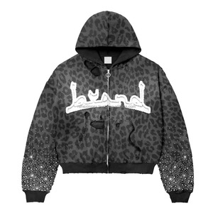 Sudadera con capucha personalizada con patrón sólido Vintage 100% algodón bordado con diamantes de imitación Logo Streetwear calor desteñido y desgastado para invierno - Product Image 1