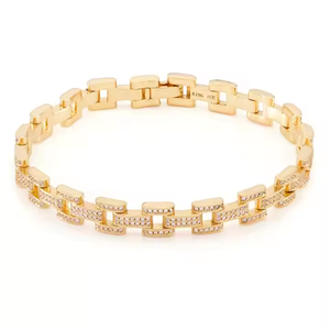 Iced Rolo Link Diamond Bracelet <b>Men's</b> 925 Sterling Silver Lab Brilliant Cut D YASH CORPORATION Elegant Luxurious Indian - Product Image 2