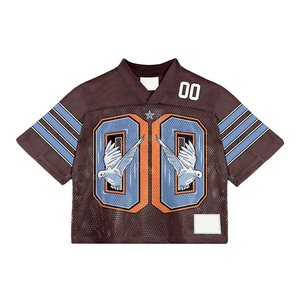 100% haute qualité personnalisé OEM maille maillot de Football américain unisexe entraînement à manches courtes évacuation de l'humidité Logo personnalisé - Product Image 3