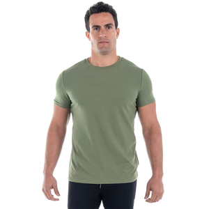 T-shirt de base uni pour hommes été respirant col rond t-shirt doux pour hommes 100% coton OEMODM commande en gros fabricant en gros - Product Image 1