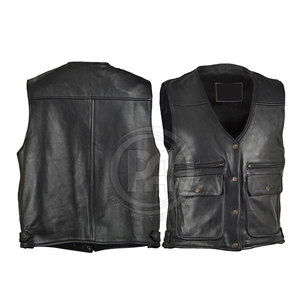 Chaleco de cuero sin mangas para hombre, estilo casual, con acabado premium, para actividades al aire libre y ropa de moda. - Product Image 2