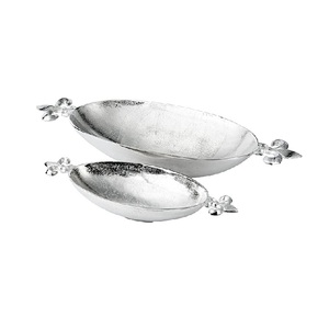 Ensemble de 2 bols à Fruits en métal, vaisselle décorative de salon, bol à pop-corn, bol à salade rugueux fini de cuisine - Product Image 1