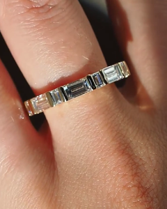 Half Eternity Baguette Moissanite Wedding Band 1.00 Ctw Baguette Cut Engagement <b>Ring</b> Yellow <b>Gold</b> Diamond Bridle Steel Jewelry - Product Image 1