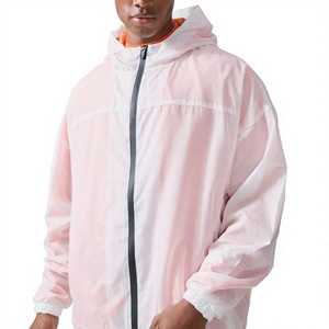 Conjunto de Chaqueta Cortavientos con Capucha Gris Claro Personalizable de MANGOES FASHION, 2 en 1, 100% Nailon, Detalle de Bolsillo, Mangas Largas, Unisex, Pantalones de Verano - Product Image 1