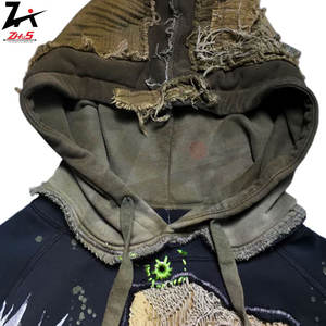 เสื้อฮู้ดผ้าฝ้าย100% ย้อมสี3D ผ้าปักเป็นมิตรกับสิ่งแวดล้อมพร้อมโลโก้ที่กำหนดเองได้ตามต้องการ - Product Image 4