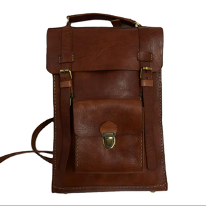 Mochila de Cuero Genuino Estilo Vintage con Elegante Patrón de Letras y Cierre de Cremallera para Viajes, Modelo Moroccansoul 062 - Product Image 3