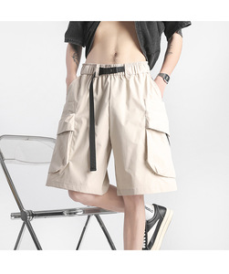 <b>Men's</b> Sporty Casual Loose Fit Quick-Drying Cargo Joker Design Spandex/Polyester Big Pocket <b>Shorts</b> Drawstring Closure Solid <b>Woven</b> - Product Image 1